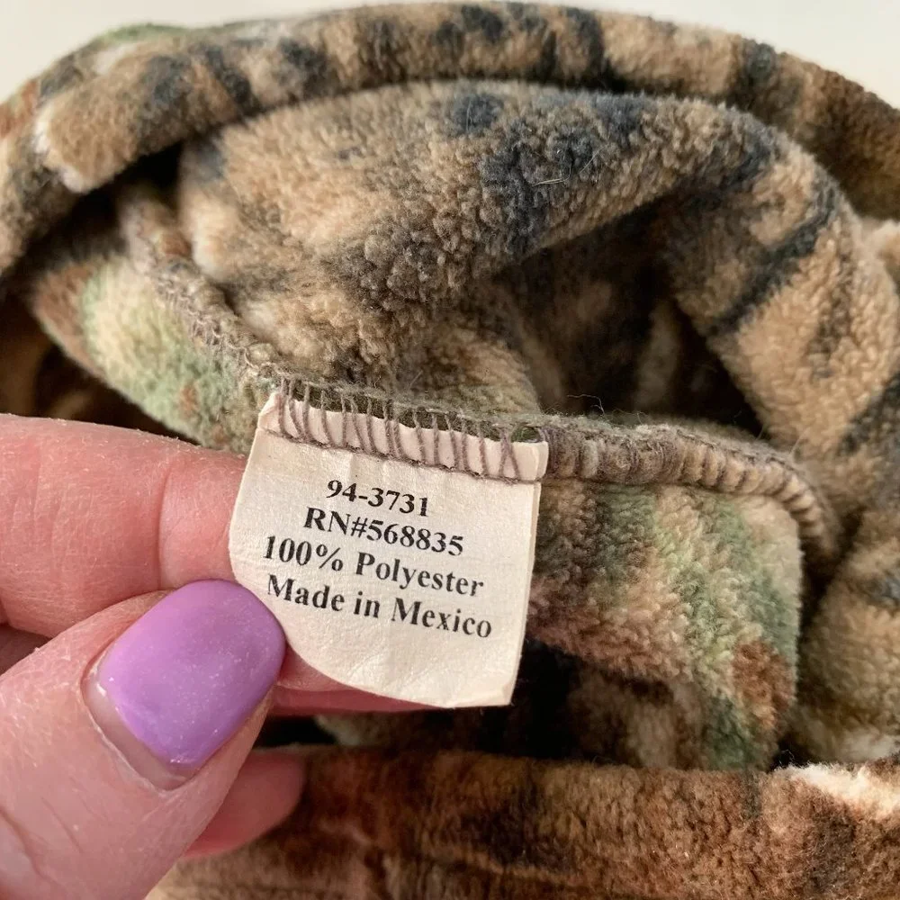 CABELA'S FLEECE DRY PLUS HUNTING MASK CAMO 100% POLYESTER MADE IN MEXICO